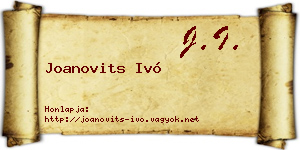 Joanovits Ivó névjegykártya
